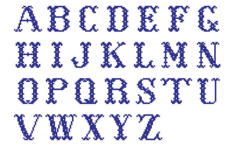 刺繍のアルファベット文字