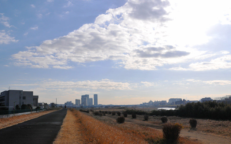 多摩川の土手からの風景